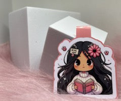 Bookworm girl bookmark