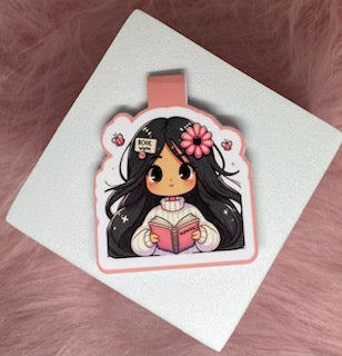 Bookworm girl bookmark